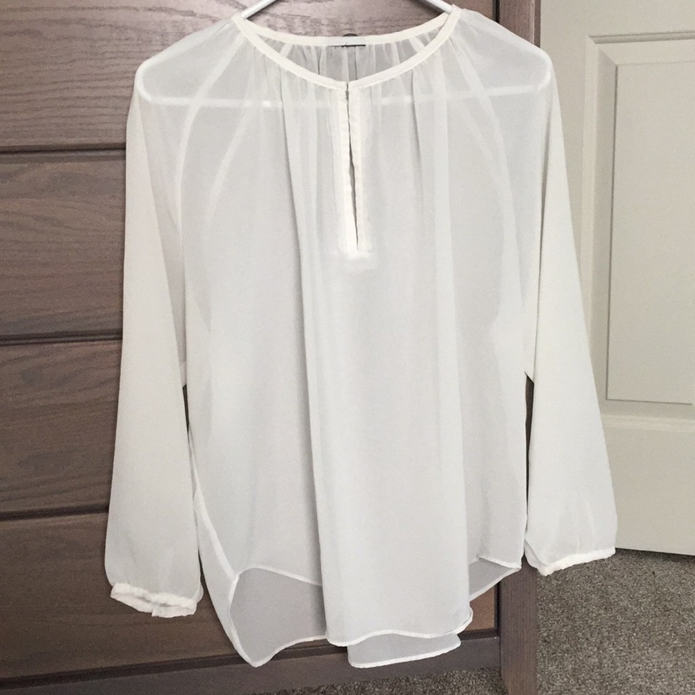 White sheer long sleeve blouse sz S